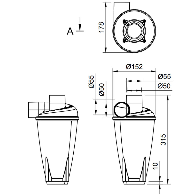 DLX ESD MKII – Antistatischer professioneller Zyklonfilter/-abscheider