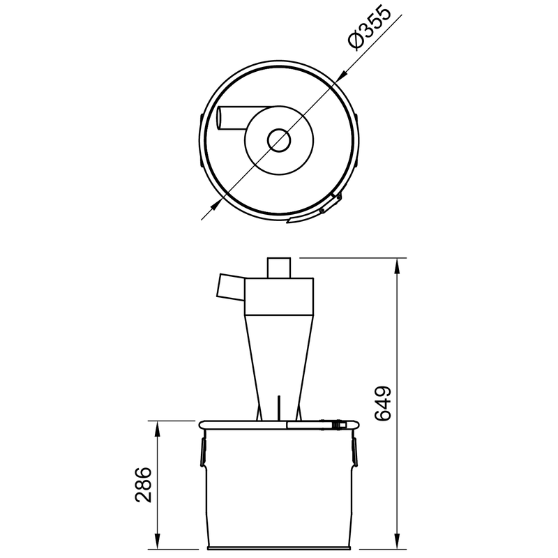 X18 – 18 Liter Industrie Zyklonfilter Stahl Kit
