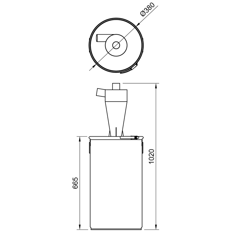 X60 – 60 Liter Industrie Zyklonfilter Stahl  Bausatz