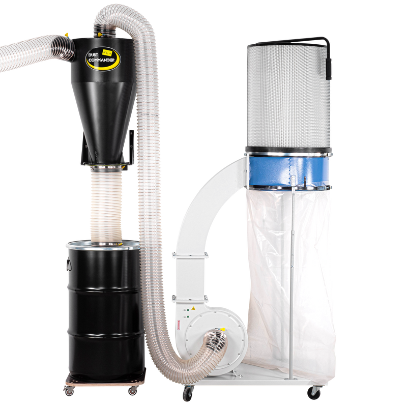 L+WM120 – Zyklon-Einheit mit Wandhalterung und 120-Liter-Stahlfass