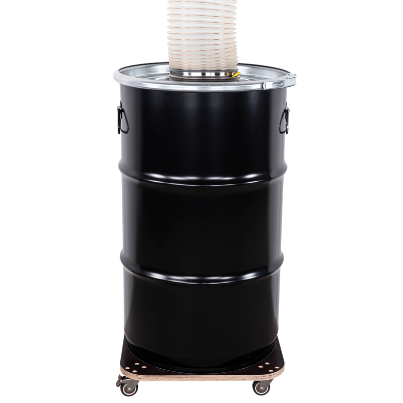 L+WM120 – Zyklon-Einheit mit Wandhalterung und 120-Liter-Stahlfass