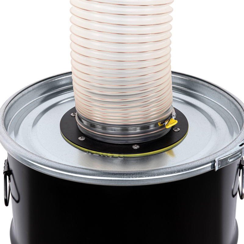 L+WM120 – Zyklon-Einheit mit Wandhalterung und 120-Liter-Stahlfass