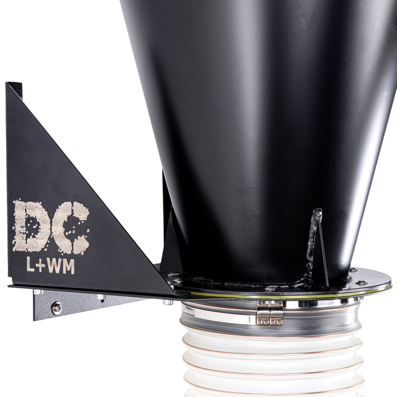 L+WM120 – Zyklon-Einheit mit Wandhalterung und 120-Liter-Stahlfass