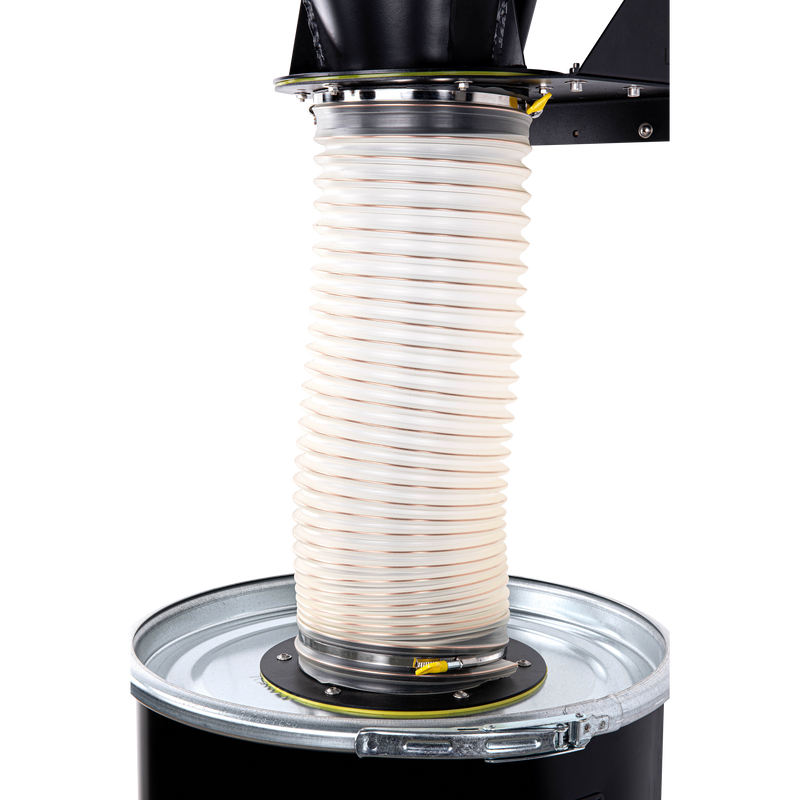 L+WM120 – Zyklon-Einheit mit Wandhalterung und 120-Liter-Stahlfass