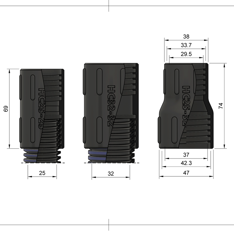 HC - ESD-TPU-Kupplung für DUST-HESD-Vakuumschlauch