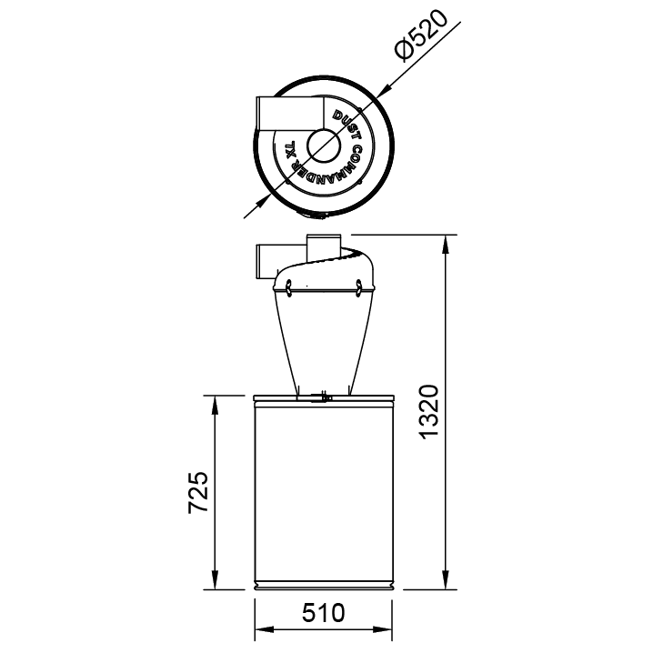 K140 – XL-Zyklonabscheider-Set 140 l Kraftfass